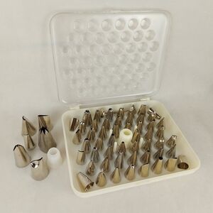 Vintage Cake Decorating Flower Nails Organizer Case 58 Tips Set No 783 Cup Cake